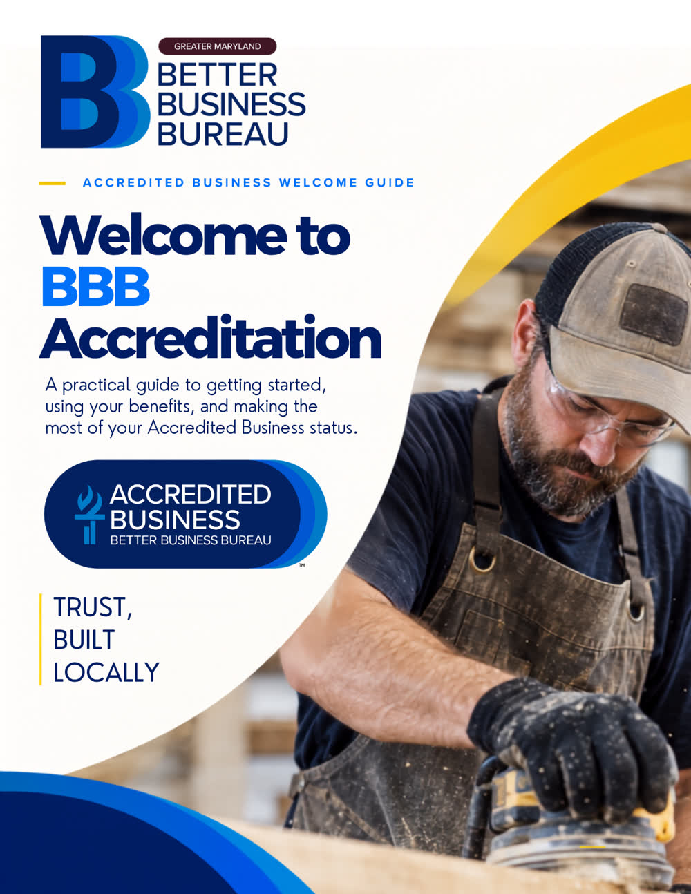 Cover of the Accredited Business Welcome Guide: Welcome to BBB Accreditation, with the line Trust, Built Locally.